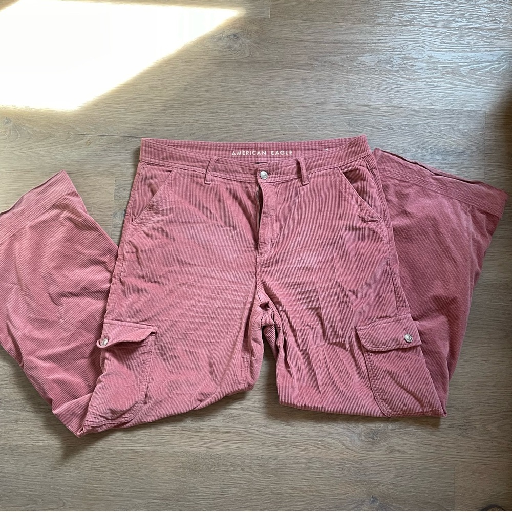 Corduroy Cargo Super High-Rise Baggy Wide Leg Pants from American Eagle - Picture 2 of 6